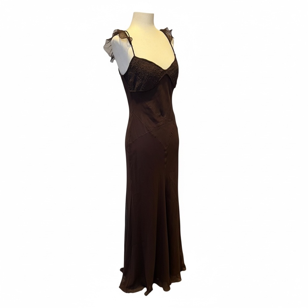 Vintage Y2K Max Studio Limited Edition Ruched Brown Maxi Dress